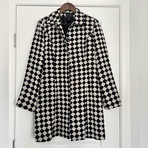 Vintage Mod Harlequin/Houndstooth Trench coat Long Jacket